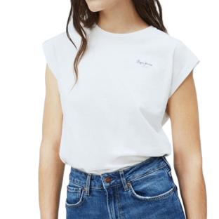 T-shirt Blanc Femme Pepe Jeans Bloom pas cher