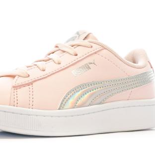 Baskets Rose/Gris pailleté Fille Puma Vikky Rainbow vue 7