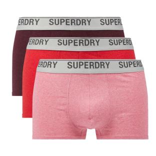 X3 Boxers Rouge/Rose/Violet Homme Superdry Trunk pas cher