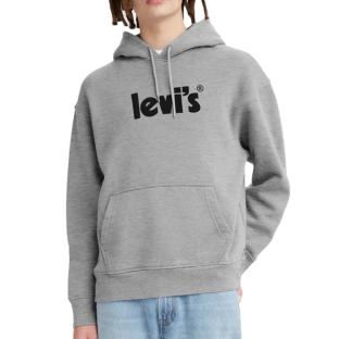 Sweat à Capuche Gris Homme Levi's Fleece pas cher