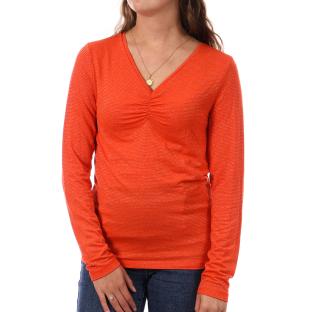 T-shirt Orange à rayures Femme Pieces Tamara pas cher