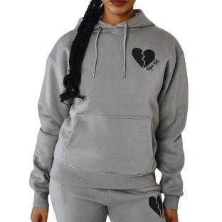 Sweat à Capuche Gris Foncé Femme Project X Paris à Cœur Brise pas cher