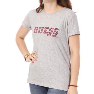 T-shirt Gris Femme Guess College pas cher