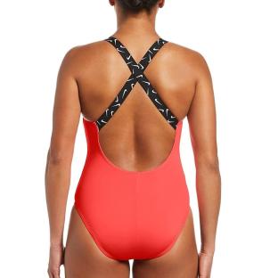 Maillot de bain 1 pièce Rouge Femme Nike Crossback vue 2