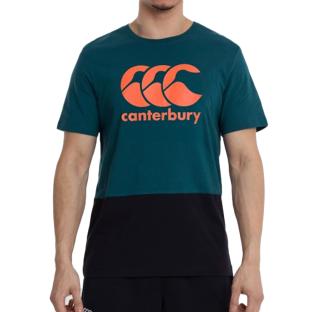 T-shirt Bleu/Orange Homme Canterbury Col Block pas cher