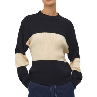 Pull Noir/Beige Femme Object Bright pas cher