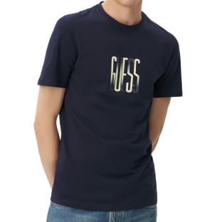 T-shirt Marine Homme Guess Shaded pas cher