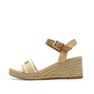 Sandales Beige Femme Tommy Hilfiger Webbing Wedge pas cher