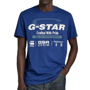 T-shirt Bleu Homme G-Star Raw Old Skool pas cher