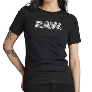 T-shirt Noir Femme G-Star Raw Anglaise Graphic Raw pas cher