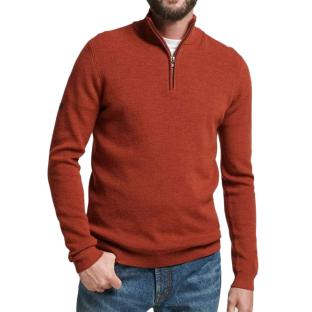 Pull Zippé Marron Homme Superdry Merino pas cher