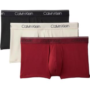 X3 Boxers Bordeaux/Écru Homme Calvin Klein Jeans Low Rise Trunk 3 pas cher