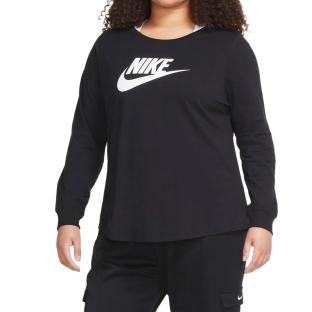 T-shirt Manches Longues Noir Femme Nike Essential (grande taille) pas cher