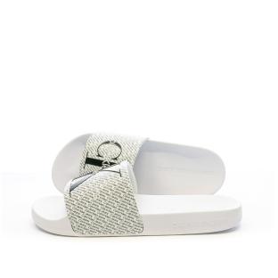 Claquette Blanche Femme Calvin Klein Jeans Slide pas cher