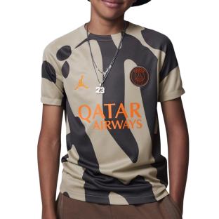 PSG Maillot Prématch Gris/Beige Junior Nike Jordan 2023/2024 pas cher