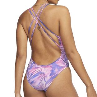 Maillot de bain 1 pièce Violet Femme Nike Spiderback vue 2