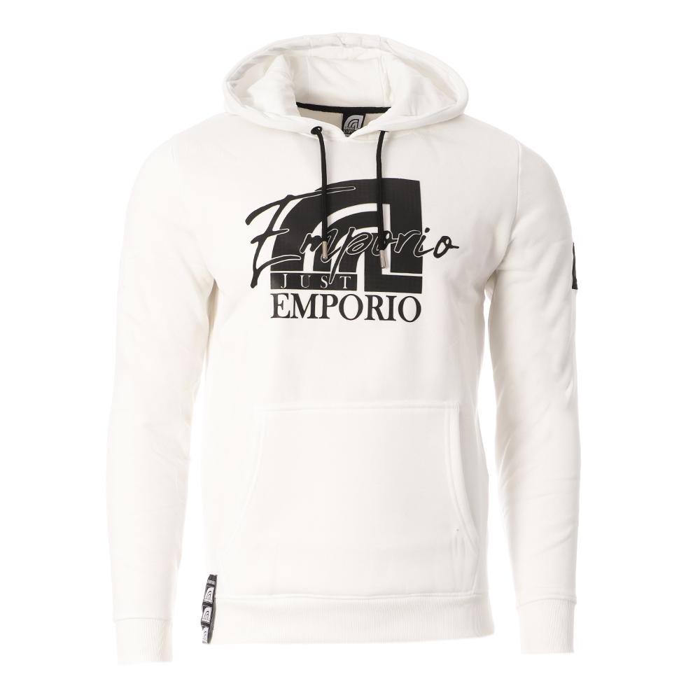 Sweat à Capuche Blanc Homme Just Emporio ABRAR pas cher