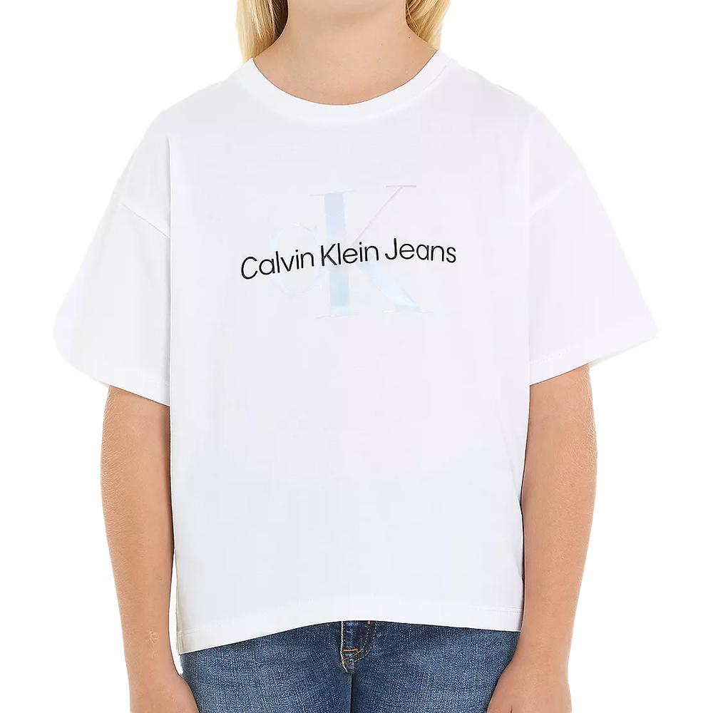 T-shirt Blanc Fille Calvin Klein Jeans Serenity pas cher