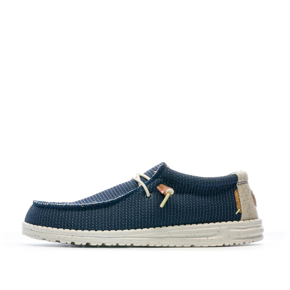 Chaussures Marine Homme Hey Dude Wally Stretch pas cher