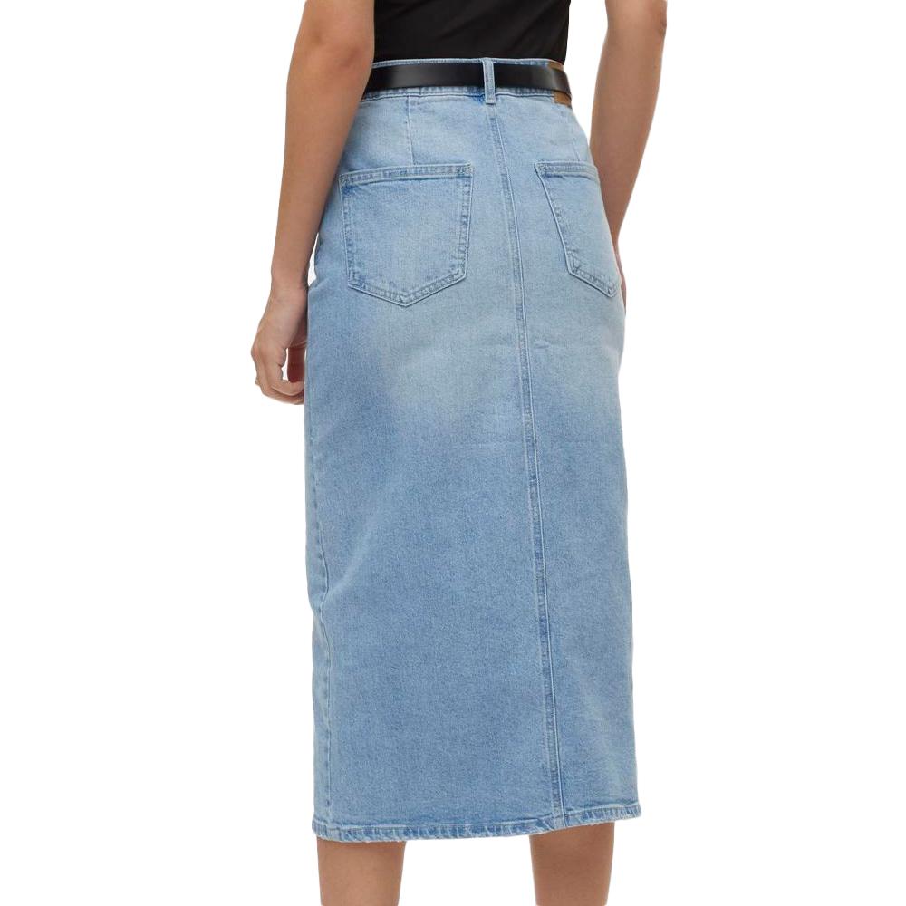 Jupe en jean Longue Bleu Femme Vero Moda Calf Denim Skirt vue 2