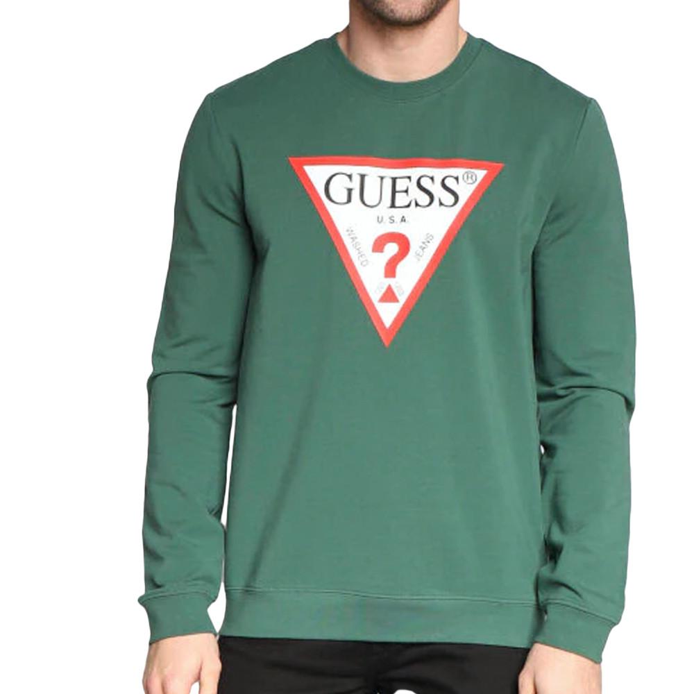 Sweat Vert Homme Guess Triangle Logo pas cher