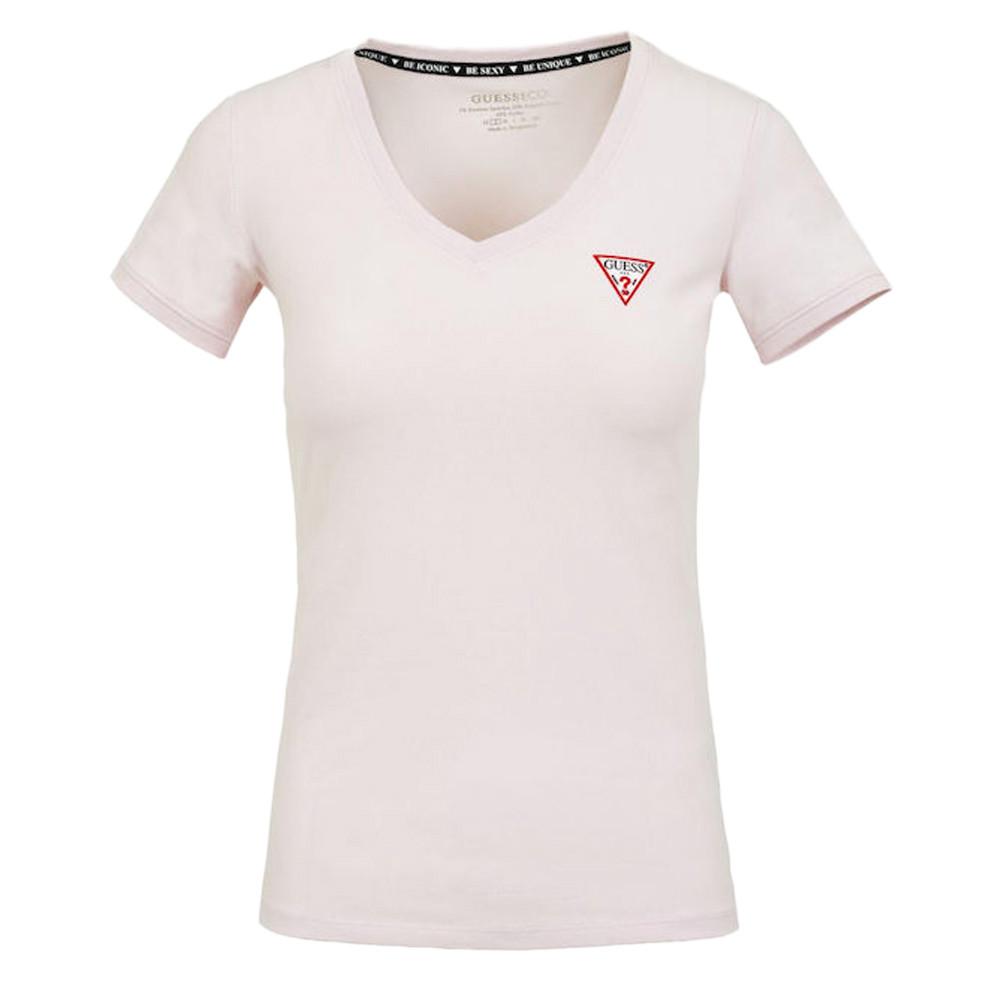 T-shirt Rose Pâle Femme Guess Mini Triangle pas cher