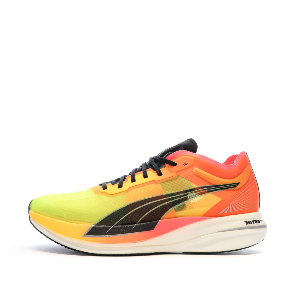 Chaussures de Running Jaune/Rose Homme Puma Deviate Nitro Elite Fireglow pas cher