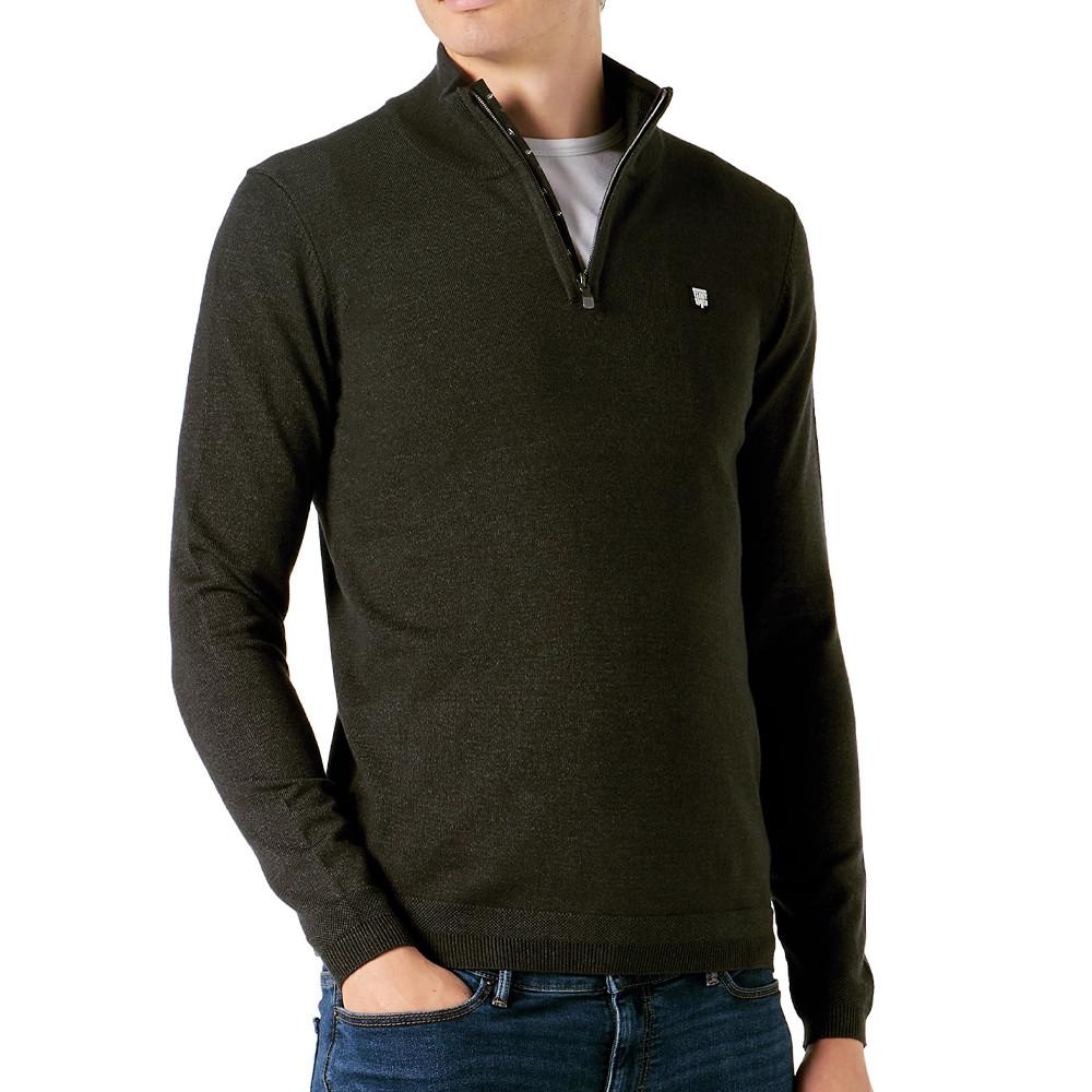 Pull 1/4 Zip Kaki Homme Teddy Smith Marty 2 pas cher