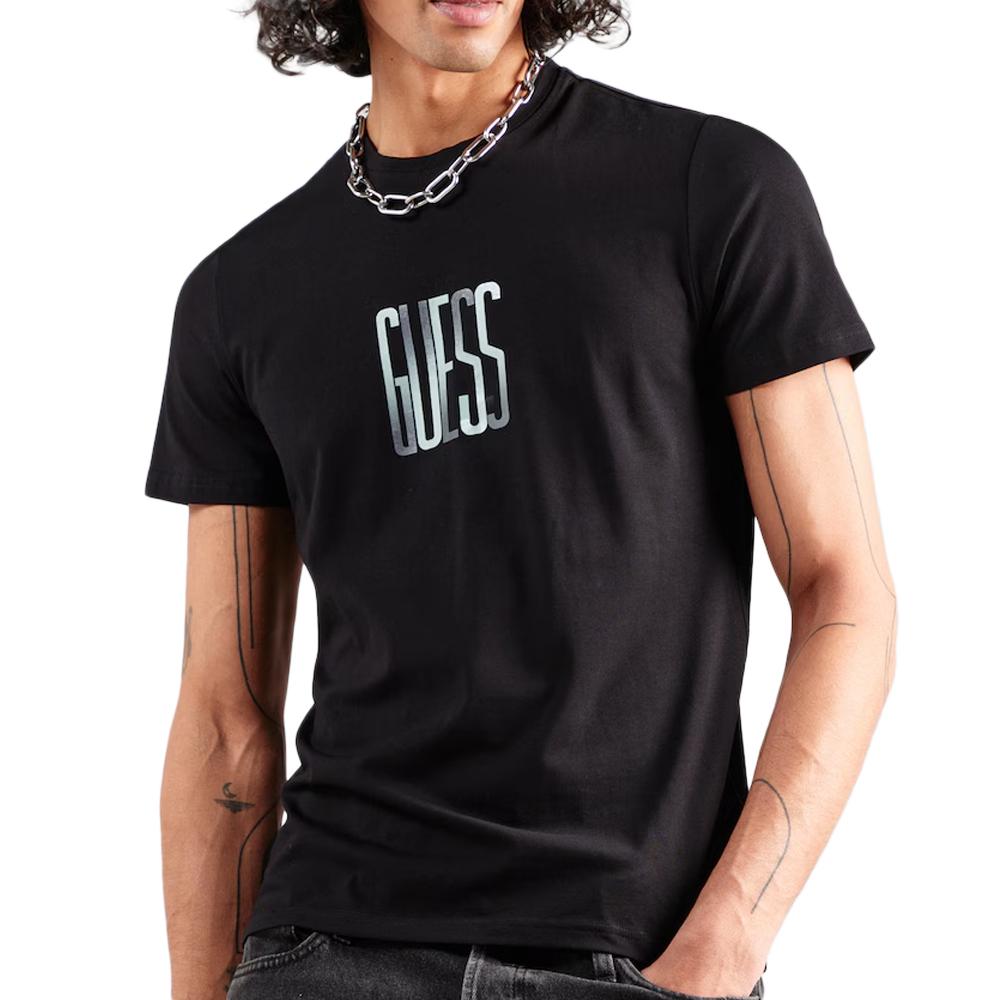 T-shirt Noir Homme Guess Shaded pas cher