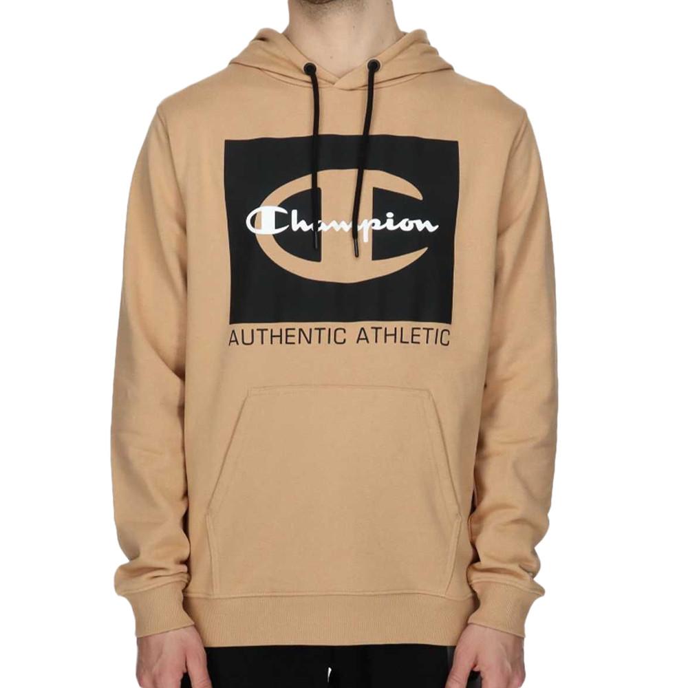 Sweat à Capuche Beige Homme Champion Classic Label pas cher