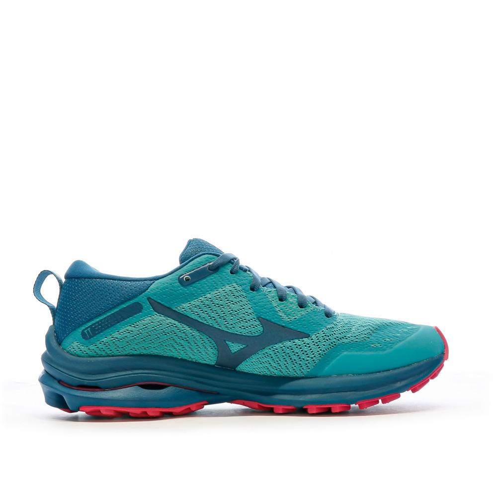 Chaussures de Trail Bleu/Rose Femme Mizuno Wave Rider vue 2