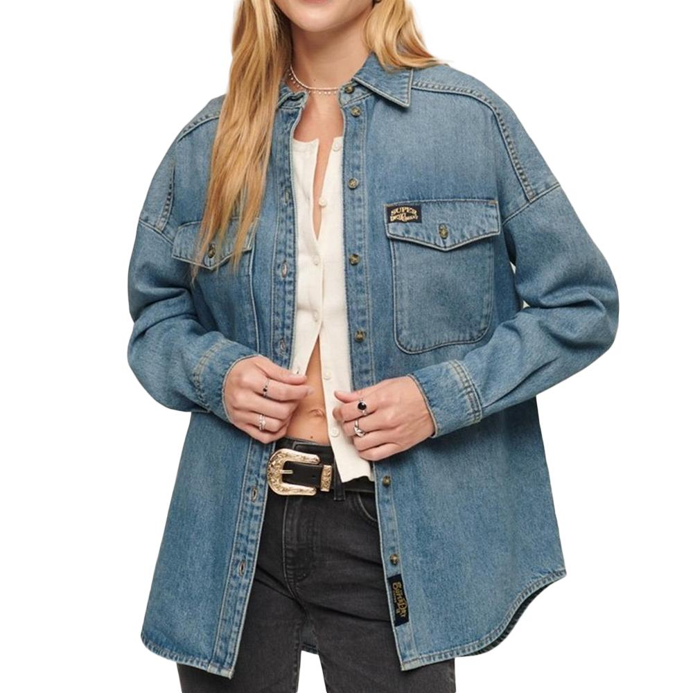 Surchemise Bleu Femme Superdry Denim Overshirt pas cher