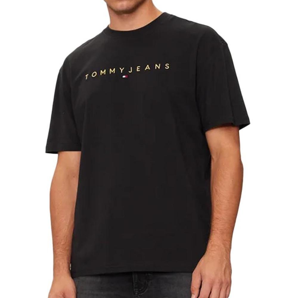 T-shirt Noir Homme Tommy Hilfiger Gold Linear pas cher