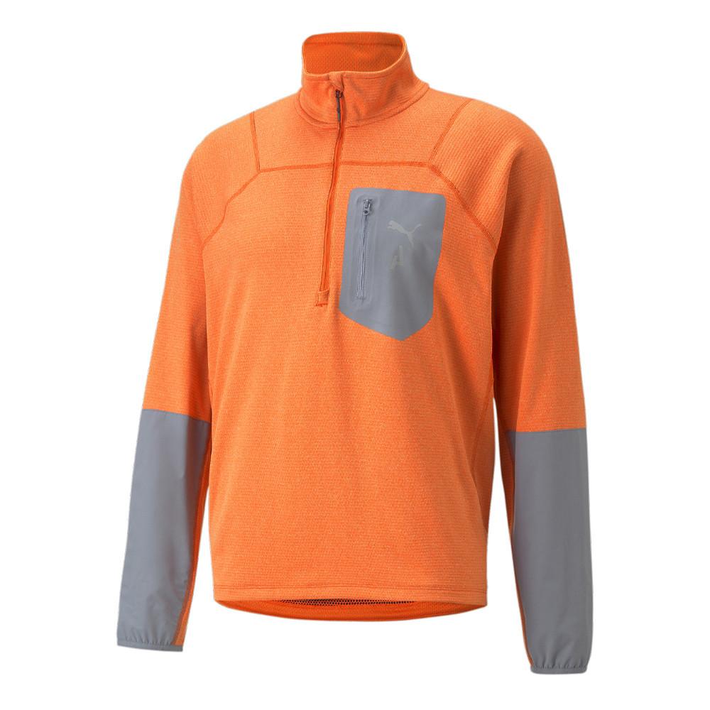 Sweat 1/4 de zip Orange Homme Puma Raincel pas cher