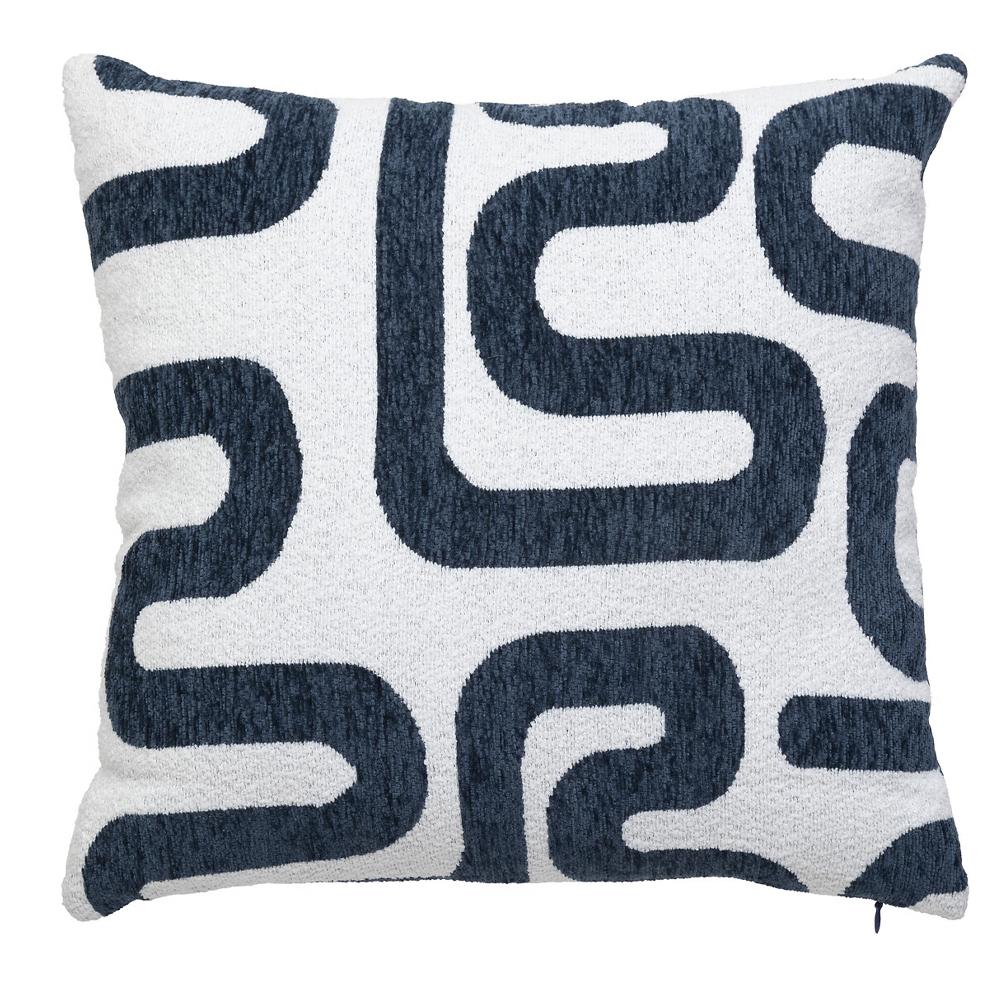 Coussin Blanc/Bleu jacquard Atmosphera Safina 40x40cm pas cher