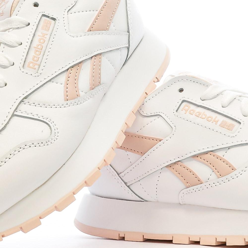 Baskets Blanches/Roses Femme Reebok Classic Leather vue 7