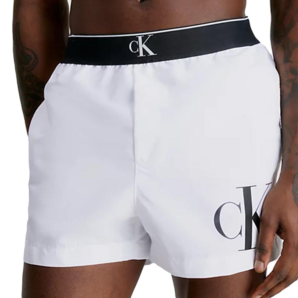 Short de bain Blanc Homme Calvin Klein KM0KM00860 pas cher