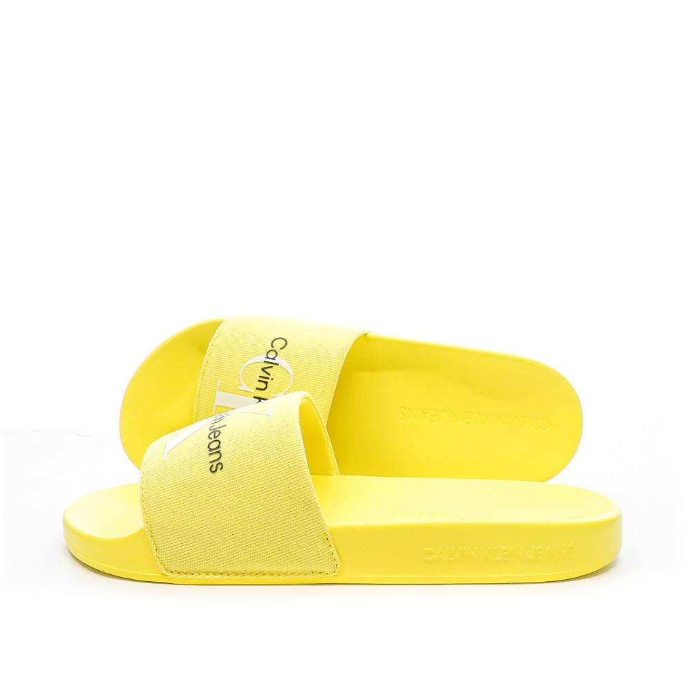 Claquettes Jaune Femme Calvin Klein Jeans Slide Monogram pas cher