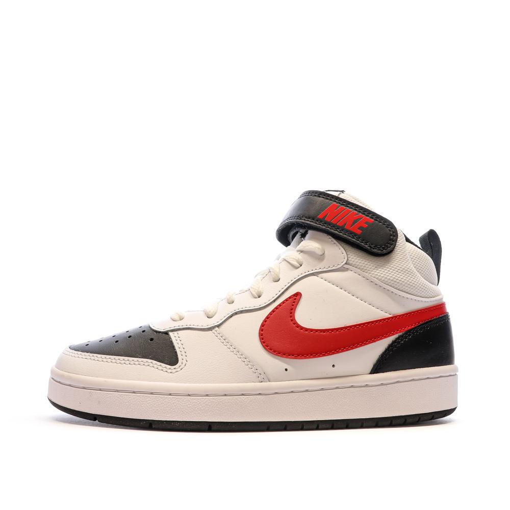 Baskets Blanche/Rouge Garçon Nike Court Borough Mid 2 pas cher