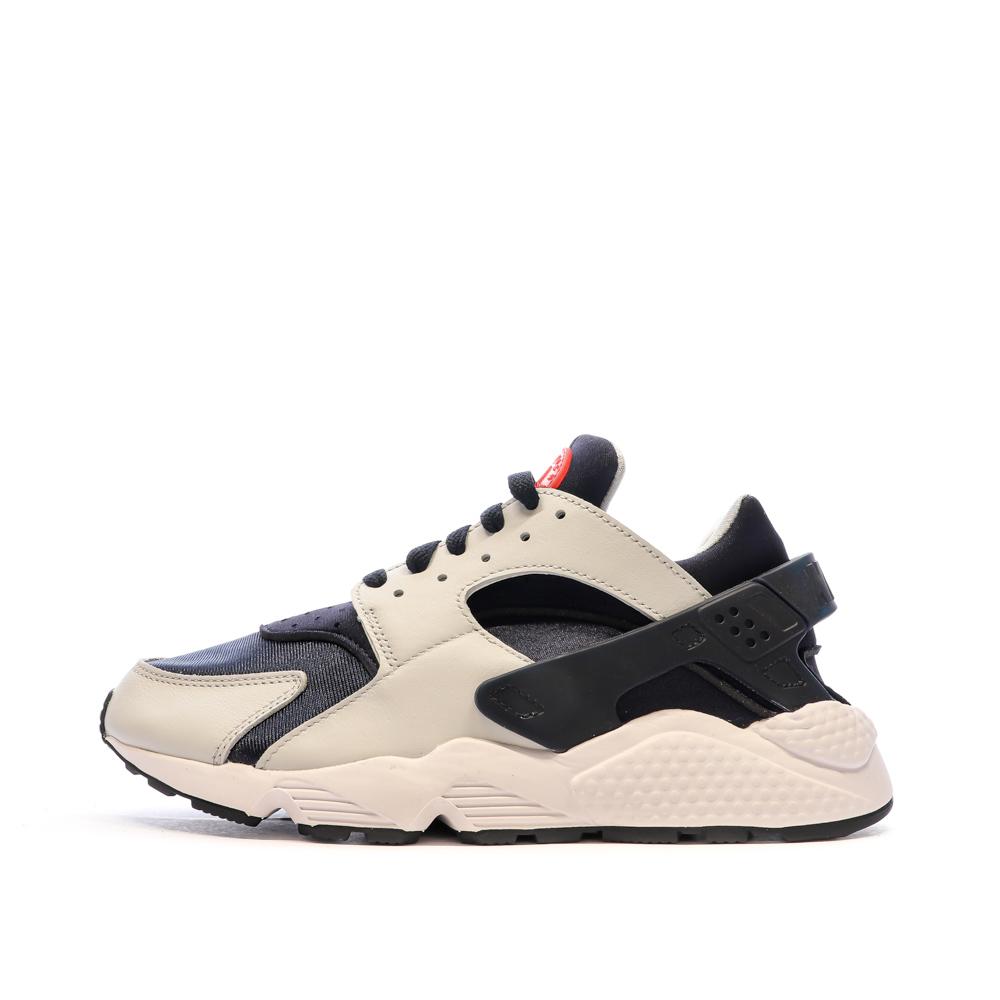 Baskets Blanche Noir Gris Femme Nike Huarache