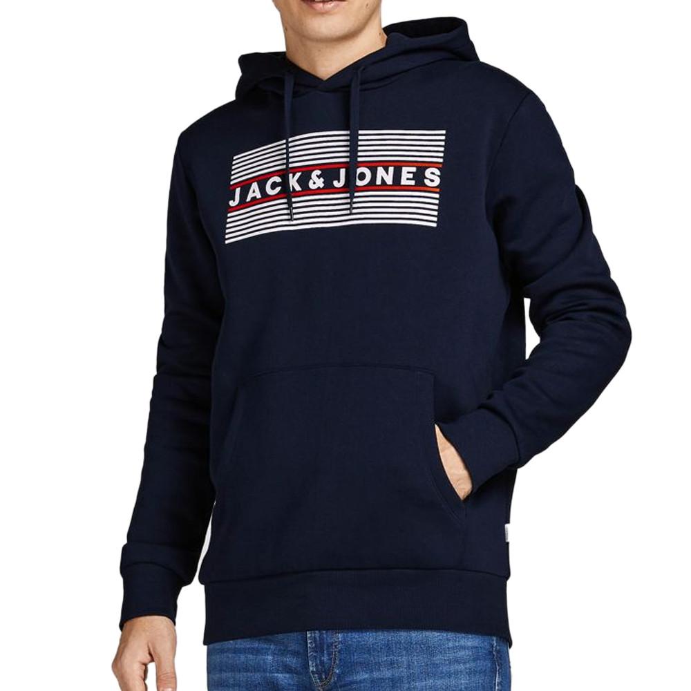 Sweat à capuche Marine Homme Jack & Jones Corp Logo pas cher