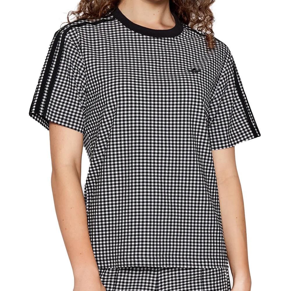 T-shirt Noir femme Adidas Gingham pas cher