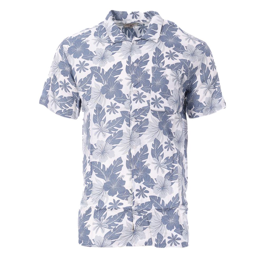 Chemise Blanc/Bleu Homme American People Cabiai pas cher