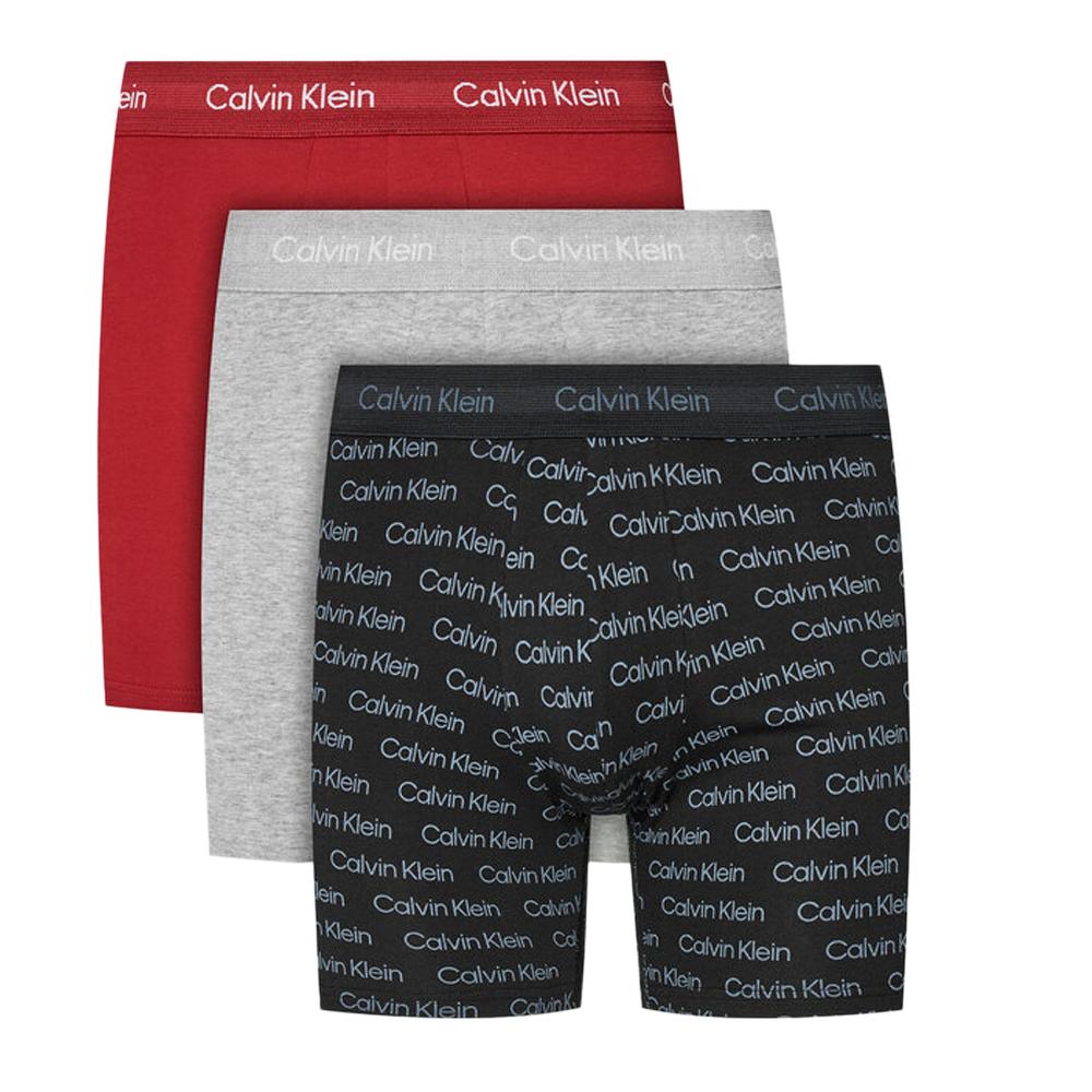 X3 Boxers Noir/Gris/Rouge Homme Calvin Klein Jeans Boxer Brief 3 pas cher