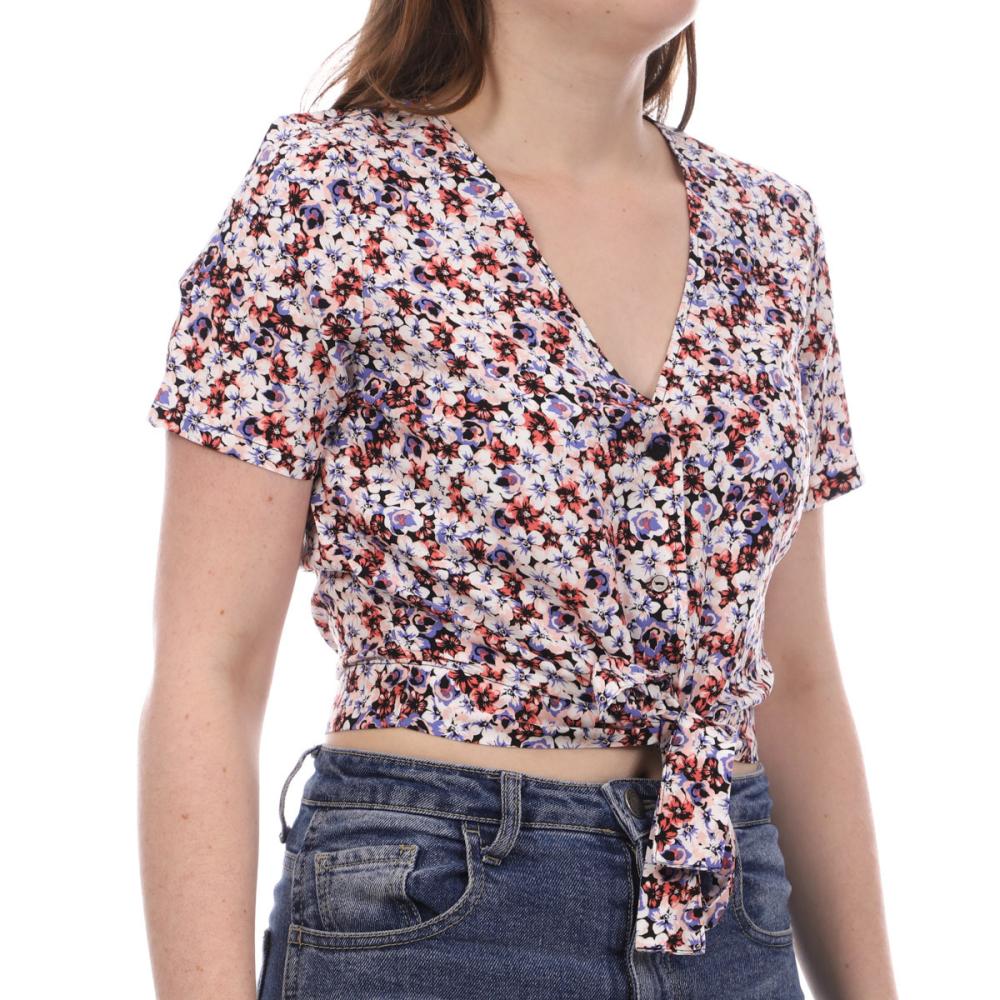 Blouse Noir/Violet à fleurs Femme Vero Moda Easy pas cher