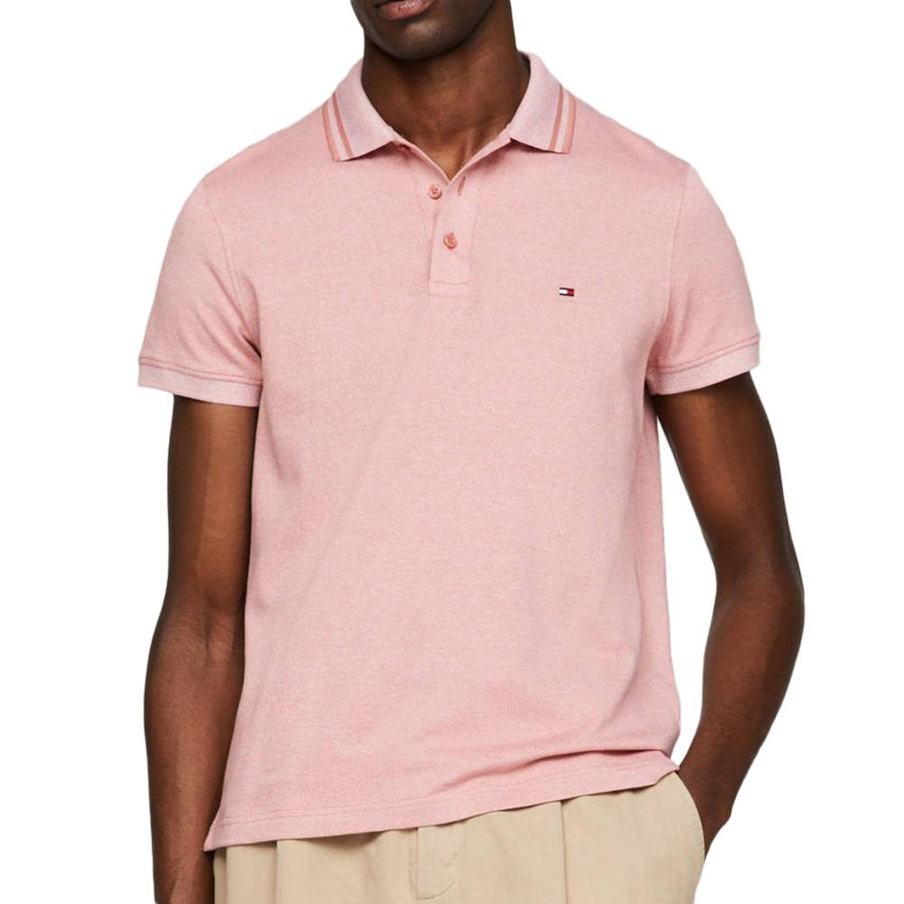 Polo Rose Homme Tommy Hilfiger Pretwist Mouline pas cher