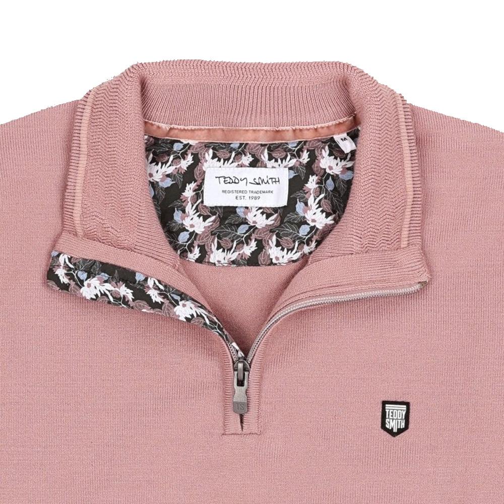 Pull 1/4 Zip Rose Homme Teddy Smith Marty 2 vue 2