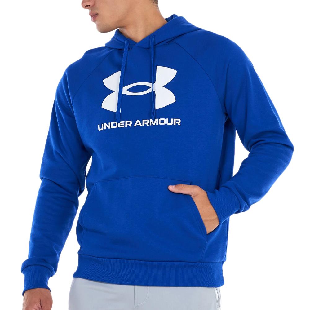 Sweat à capuche Bleu Electrique Homme Under Armour Rival Fleece pas cher