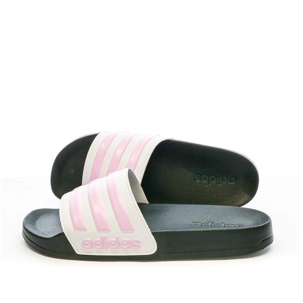 Claquettes Rose Blanc Femme Adidas Adilette Shower