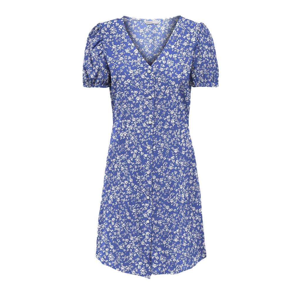 Robe Bleu/Blanche à fleurs Femme Only Nova pas cher